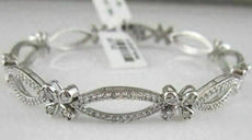 ANTIQUE WIDE 1.90CT FILIGREE 14KT WHITE GOLD DIAMOND BUTTERFLY BRACELET