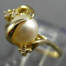 ESTATE .07CT DIAMOND & AAA SOUTH SEA PEARL 14K YELLOW GOLD 3D BIRD NEST FUN RING
