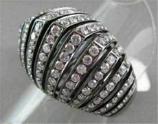 ANTIQUE 18KT WIDE FILIGREE PYRAMID 3D 2.35CT BLACK AND WHITE DIAMONDS GOLD RING