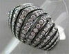 ANTIQUE 18KT WIDE FILIGREE PYRAMID 3D 2.35CT BLACK AND WHITE DIAMONDS GOLD RING