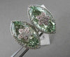 ESTATE 16.85CT DIAMOND & GREEN AMETHYST 18KW GOLD MARQUISE FLOWER CLIP EARRINGS