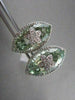ESTATE 16.85CT DIAMOND & GREEN AMETHYST 18KW GOLD MARQUISE FLOWER CLIP EARRINGS