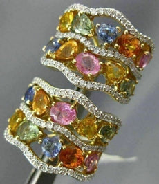 LARGE 10.39CT DIAMOND & MULTI GEM 14KT YELLOW GOLD MULTI SHAPE CLIP ON EARRINGS