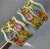 LARGE 10.39CT DIAMOND & MULTI GEM 14KT YELLOW GOLD MULTI SHAPE CLIP ON EARRINGS