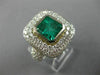 LARGE 6.50CT DIAMOND & COLOMBIAN EMERALD 18KT WHITE GOLD SQUARE ENGAGEMENT RING