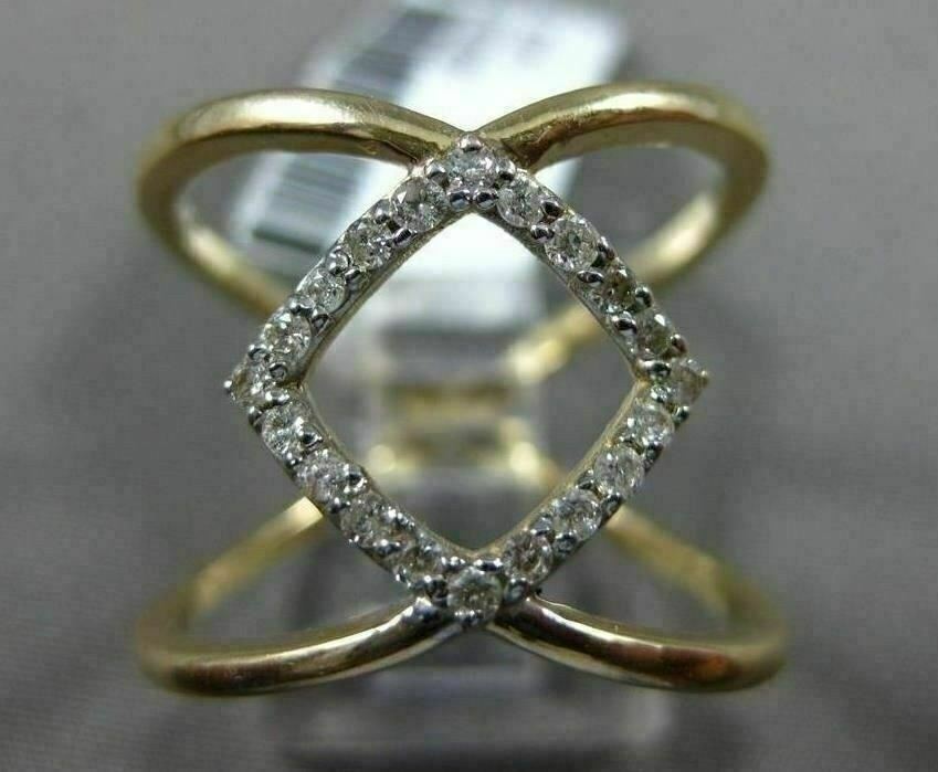 ESTATE WIDE .22CT DIAMOND 14KT YELLOW GOLD X OPEN CRISS CROSS INFINITY LOVE RING