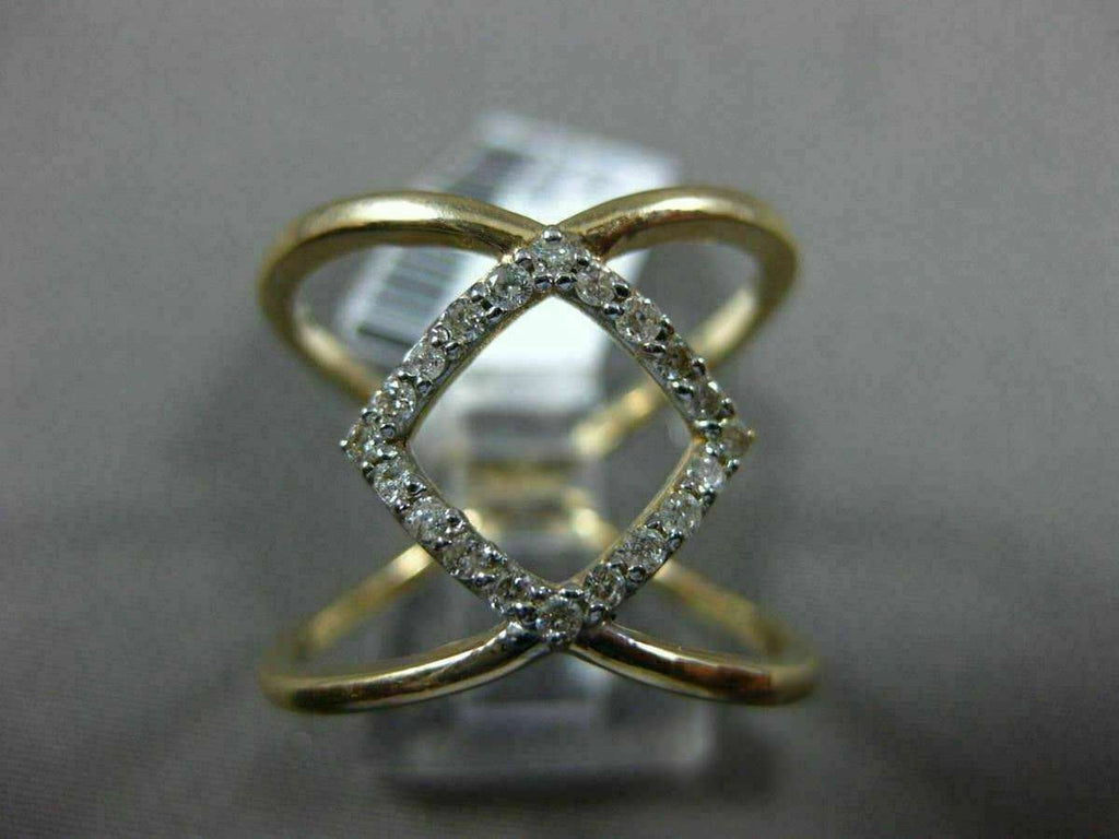 ESTATE WIDE .22CT DIAMOND 14KT YELLOW GOLD X OPEN CRISS CROSS INFINITY LOVE RING