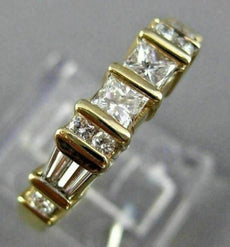 0.90CT ROUND BAGUETTE & PRINCESS DIAMOND 14K YELLOW GOLD ANNIVERSARY RING #1586