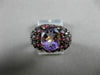 ANTIQUE LARGE 4.72CT AAA ROUND PINK GARNET & OVAL AMETHYST 14KT YELLOW GOLD RING