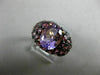 ANTIQUE LARGE 4.72CT AAA ROUND PINK GARNET & OVAL AMETHYST 14KT YELLOW GOLD RING