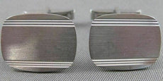 ANTIQUE LARGE 14K WHITE GOLD RECTANGLE ENGRAVABLE MONOGRAM CUFFLINKS 20MM #2091