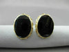 ANTIQUE LARGE 14KT YELLOW GOLD OVAL AAA ONYX FILIGREE EARRINGS BEAUTIFUL #22565