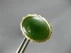 ANTIQUE LARGE & AAA JADE 14KT YELLOW GOLD 3D OVAL FILIGREE STUD EARRINGS #26105