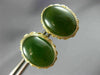 ANTIQUE LARGE & AAA JADE 14KT YELLOW GOLD 3D OVAL FILIGREE STUD EARRINGS #26105