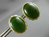 ANTIQUE LARGE & AAA JADE 14KT YELLOW GOLD 3D OVAL FILIGREE STUD EARRINGS #26105