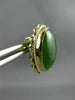 ANTIQUE LARGE & AAA JADE 14KT YELLOW GOLD 3D OVAL FILIGREE STUD EARRINGS #26105