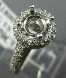 .70CT ROUND DIAMOND 14K WHITE GOLD DOUBLE HALO SEMI MOUNT ENGAGEMENT RING #2605