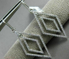 LARGE 1.35CT DIAMOND 14KT WHITE GOLD 3D DOUBLE HALO CHANDELIER HANGING EARRINGS