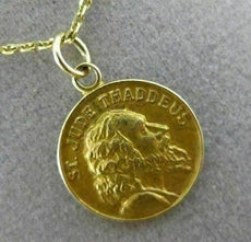 ANTIQUE 14KT YELLOW GOLD HANDCRAFTED SAINT JUDE THADDEUS PENDANT & CHAIN #24987