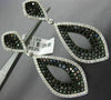 LARGE 6.70CT WHITE & BLACK DIAMOND 14KT WHITE GOLD 3D DROP LEAF HANGING EARRINGS