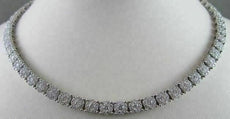 ANTIQUE 12.0CT WIDE 14KT WHITE ALL THE WAY AROUNG DIAMOND TENNIS NECKLACE