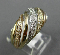 EFFY .50CT DIAMOND 14K WHITE & YELLOW & ROSE GOLD MULTI ROW WAVE DOME SHAPE RING