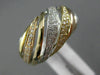EFFY .50CT DIAMOND 14K WHITE & YELLOW & ROSE GOLD MULTI ROW WAVE DOME SHAPE RING