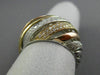 EFFY .50CT DIAMOND 14K WHITE & YELLOW & ROSE GOLD MULTI ROW WAVE DOME SHAPE RING