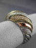 EFFY .50CT DIAMOND 14K WHITE & YELLOW & ROSE GOLD MULTI ROW WAVE DOME SHAPE RING
