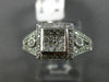 ESTATE .33CT DIAMOND 14KT WHITE GOLD 3D SQUARE HALO PAVE MLGRAIN FRIENDSHIP RING