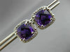 ESTATE LARGE 3.84CT DIAMOND & AMETHYST 14KT WHITE GOLD SQUARE HALO STUD EARRINGS