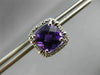 ESTATE LARGE 3.84CT DIAMOND & AMETHYST 14KT WHITE GOLD SQUARE HALO STUD EARRINGS