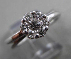 ANTIQUE .66CT DIAMOND 14KT WHITE GOLD DOUBLE BAND FLOWER ENGAGEMENT RING #19377