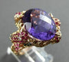 ANTIQUE EXTRA LARGE 12.14CT MULTI COLOR DIAMOND & GEMSTONES 18KT ROSE GOLD RING