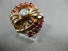 ANTIQUE LARGE 1.17CT OLD MINE DIAMOND & AAA RUBY 14KT TRI COLOR GOLD RING #20217
