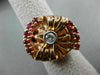 ANTIQUE LARGE 1.17CT OLD MINE DIAMOND & AAA RUBY 14KT TRI COLOR GOLD RING #20217