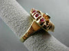 ANTIQUE LARGE 1.17CT OLD MINE DIAMOND & AAA RUBY 14KT TRI COLOR GOLD RING #20217