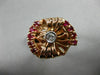ANTIQUE LARGE 1.17CT OLD MINE DIAMOND & AAA RUBY 14KT TRI COLOR GOLD RING #20217