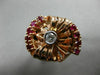 ANTIQUE LARGE 1.17CT OLD MINE DIAMOND & AAA RUBY 14KT TRI COLOR GOLD RING #20217