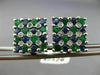 LARGE 3.05CT DIAMOND & AAA SAPPHIRE & EMERALD 14KT WHITE GOLD 3D SQUARE EARRINGS