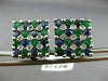 LARGE 3.05CT DIAMOND & AAA SAPPHIRE & EMERALD 14KT WHITE GOLD 3D SQUARE EARRINGS