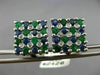 LARGE 3.05CT DIAMOND & AAA SAPPHIRE & EMERALD 14KT WHITE GOLD 3D SQUARE EARRINGS