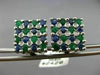 LARGE 3.05CT DIAMOND & AAA SAPPHIRE & EMERALD 14KT WHITE GOLD 3D SQUARE EARRINGS