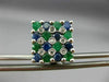 LARGE 3.05CT DIAMOND & AAA SAPPHIRE & EMERALD 14KT WHITE GOLD 3D SQUARE EARRINGS