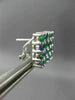 LARGE 3.05CT DIAMOND & AAA SAPPHIRE & EMERALD 14KT WHITE GOLD 3D SQUARE EARRINGS