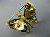 ANTIQUE 14KT YELLOW GOLD 3D MULTI COLOR ENAMEL HANDCRAFTED BUTTERFLY BROOCH PIN