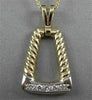 ANTIQUE .25CT DIAMOND 18KT WHITE & YELLOW GOLD FILIGREE ROPE BELL PENDANT #7318