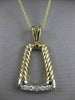 ANTIQUE .25CT DIAMOND 18KT WHITE & YELLOW GOLD FILIGREE ROPE BELL PENDANT #7318