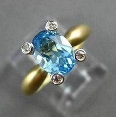 ESTATE 1.54CTW AAA BLUE TOPAZ & DIAMOND 14KT WHITE & YELLOW GOLD 3D RING #22653