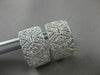 ESTATE WIDE .82CT DIAMOND 18KT WHITE GOLD FILIGREE HUGGIE EARRINGS UNIQUE #16574